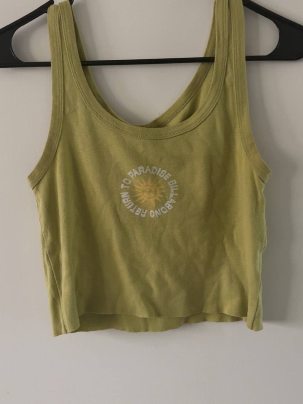Billabong Green Graphic Crop Tank